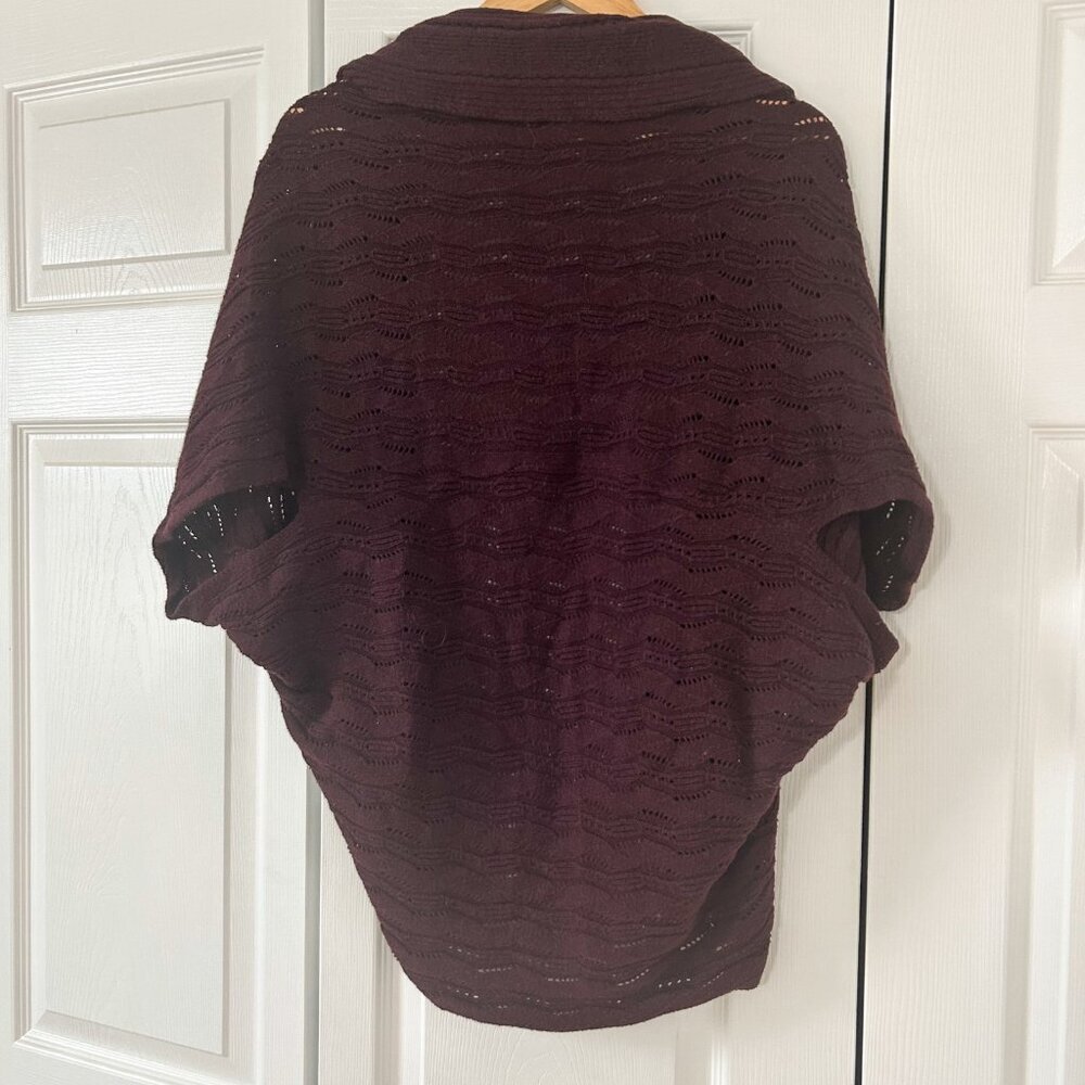 Caslon Open Front Knit Cardigan Burgundy Dolman Sleeve Cocoon Size S/M EUC - Picture 4 of 6